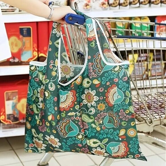 Ladies' Reusable Folding Flower Shopping Bag - Large Capacity Waterproof Bag - Picture 1 of 3